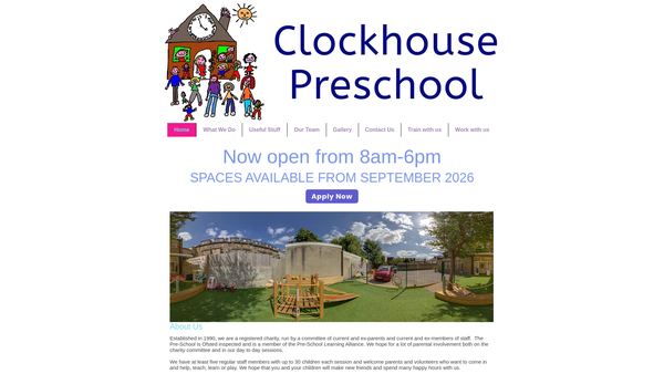 Screenshot of the Clockhouse Preschool Playgroup CIO website
