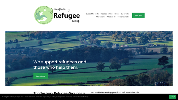 Screenshot of the Shaftesbury Refugee Group website