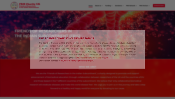 Screenshot of the Friends Of Researchers In The Indian Subcontinent website