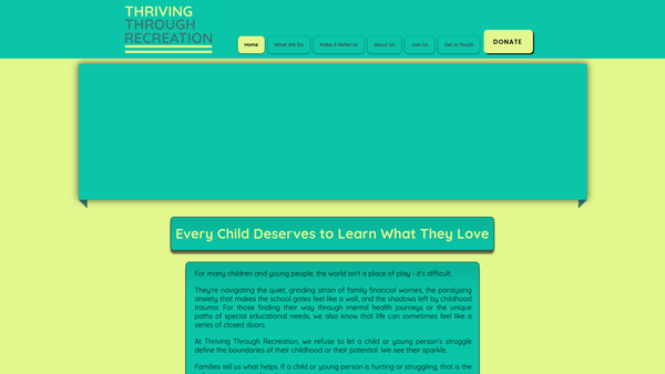 Screenshot of the Thriving Through Recreation website
