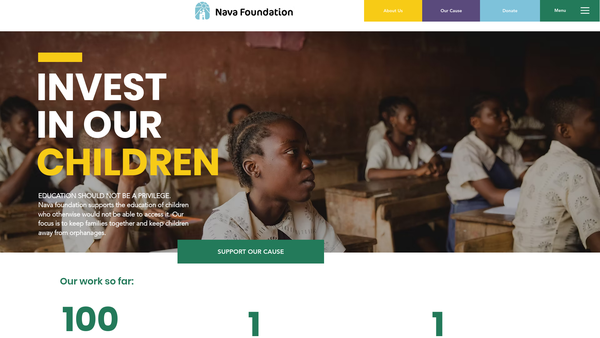 Screenshot of the Nava Foundation website