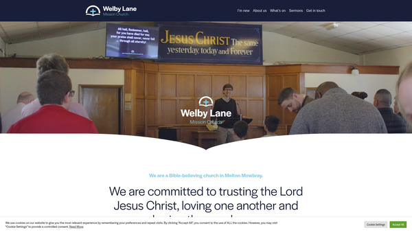 Screenshot of the Welby Lane Mission Church website