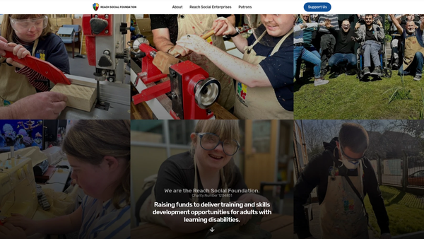 Screenshot of the Reach Social Foundation website