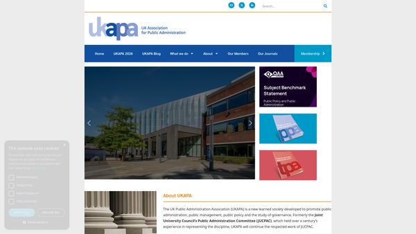 Screenshot of the UK Association For Public Administration website
