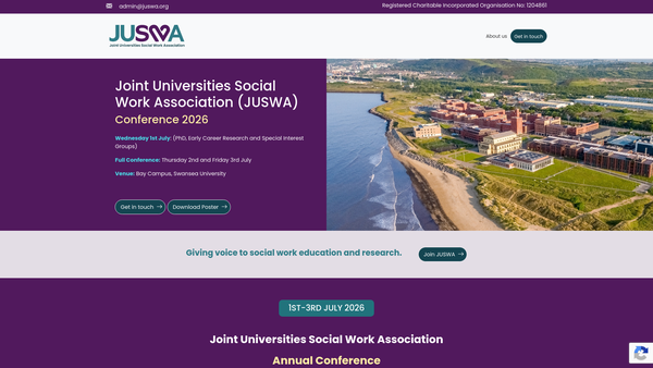 Screenshot of the Joint Universities Social Work Association website