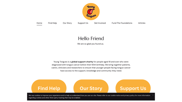 Screenshot of the Young Tongues website