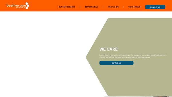 Screenshot of the Beehive Care Group website