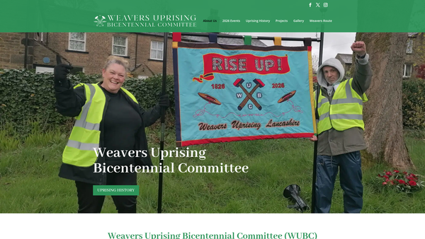 Screenshot of the Weavers Uprising Bicentennial Committee website