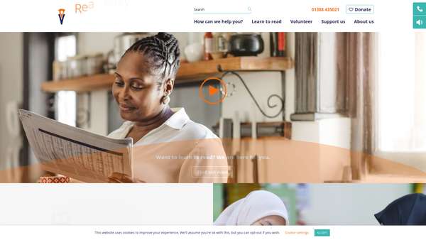 Screenshot of the Read Easy Harlow And Chelmsford website