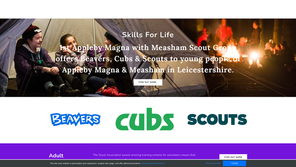Screenshot of the 1st Appleby Magna With Measham Scout Group website