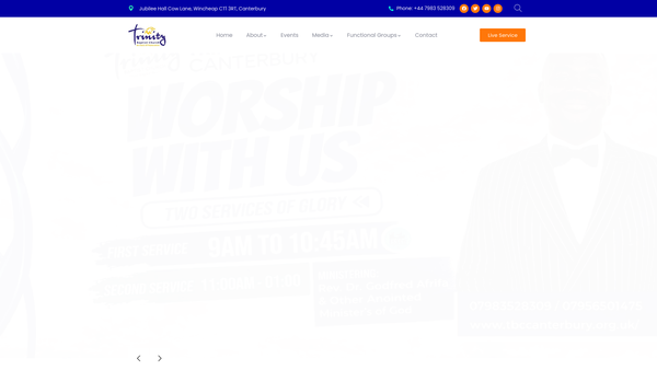 Screenshot of the Trinity Baptist Church Canterbury website
