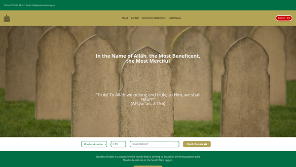 Screenshot of the Garden Of Eden website