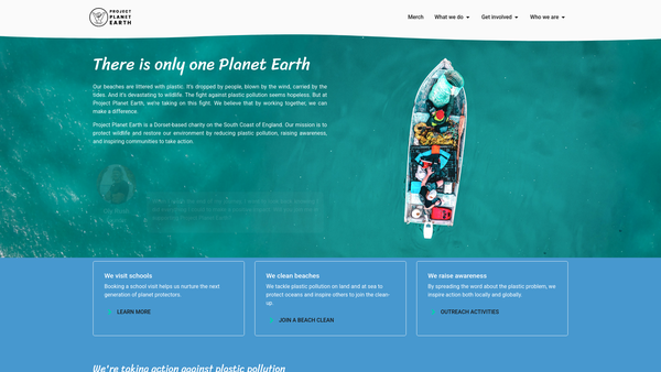 Screenshot of the Project Planet Earth website