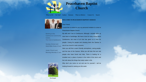 Screenshot of the Peacehaven Baptist Church website