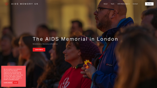 Screenshot of the AIDS Memory UK website