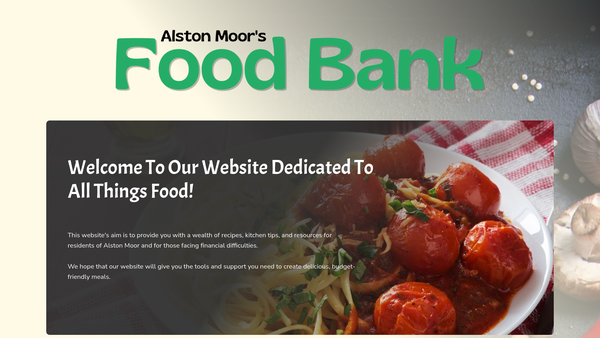 Screenshot of the Alston Moor Food Bank website