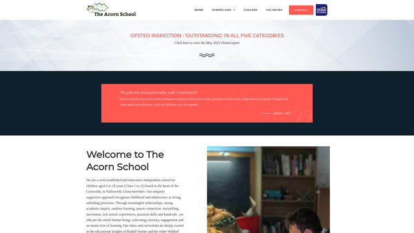 Screenshot of the The Acorn School Educational Trust Limited website