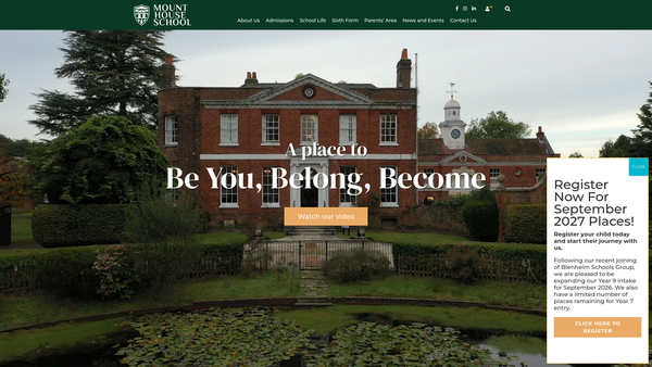 Screenshot of the Mount House School Parent Teacher Association website