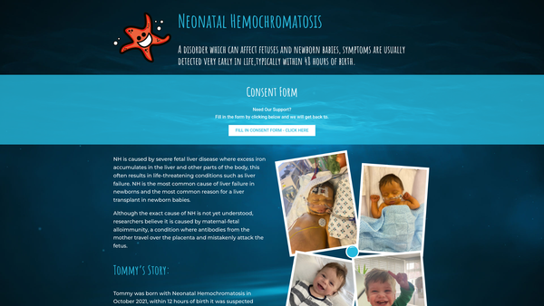 Screenshot of the Tommys Journey website