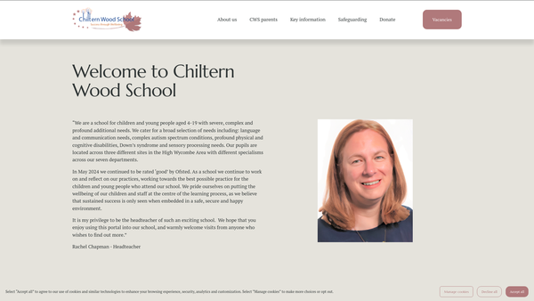 Screenshot of the Chiltern Wood School Fund website