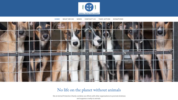 Screenshot of the Animal Protection Charity website