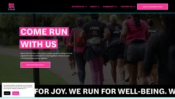 Screenshot of the Black Girls Do Run UK website