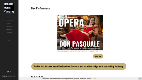 Screenshot of the Random Opera Company website