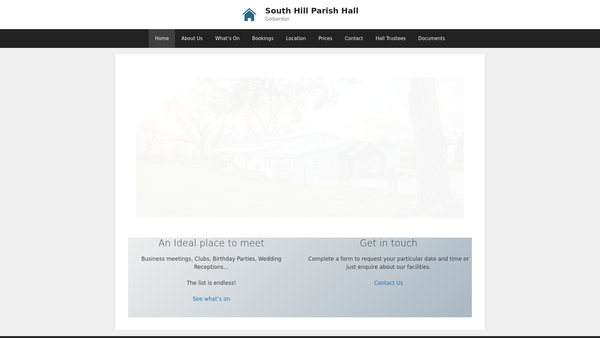 Screenshot of the South Hill Parish Hall CIO website