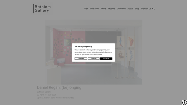 Screenshot of the Bethlem Gallery website