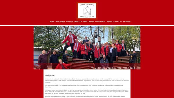 Screenshot of the Wotton & District Silver Band website