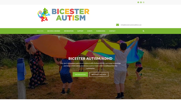 Screenshot of the Bicester Autism website