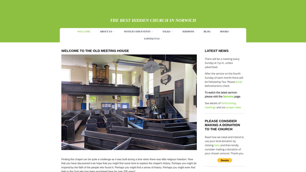 Screenshot of the The Old Meeting House Congregational Church website