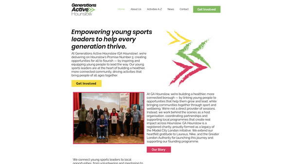 Screenshot of the Generations Active Hounslow website