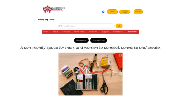 Screenshot of the Gainsborough Men's Shed website