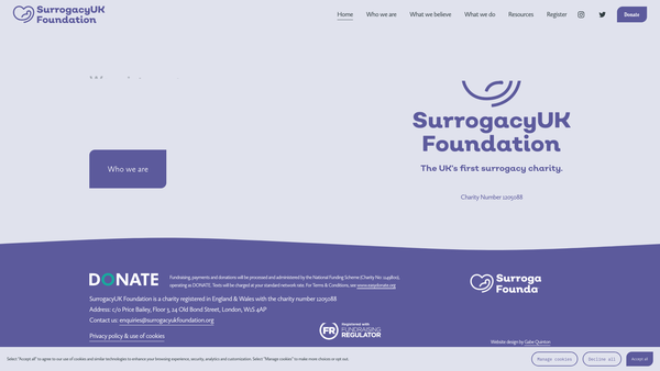 Screenshot of the Surrogacyuk Foundation website