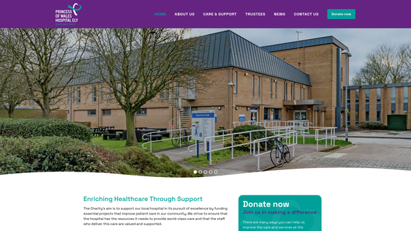 Screenshot of the The Princess Of Wales Hospital (Ely) Charitable Trust website