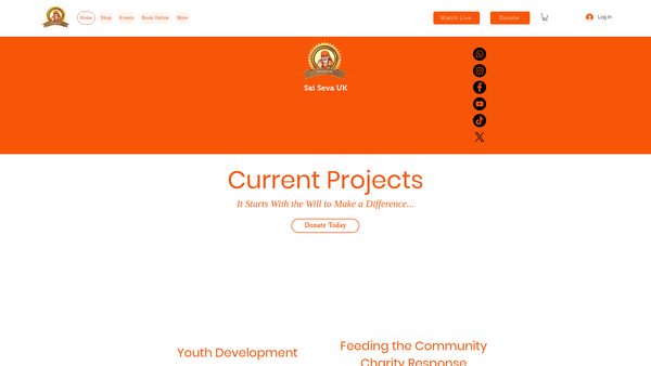 Screenshot of the Sai Seva UK website