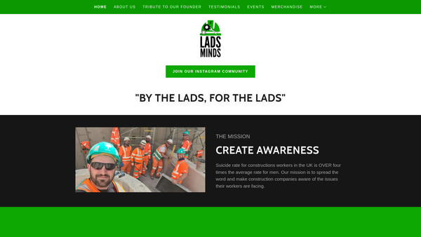 Screenshot of the Ladsminds website