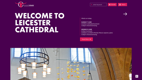 Screenshot of the The Cathedral Church Of St Martin, Leicester website