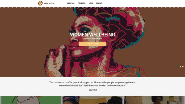 Screenshot of the Warm Hut UK website