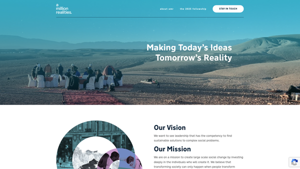 Screenshot of the A Million Realities Foundation website