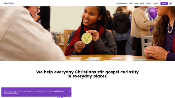 Screenshot of the Start To Stir website