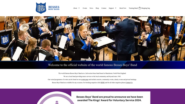 Screenshot of the Besses Boys' Band website