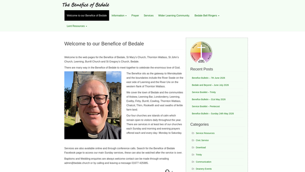 Screenshot of the The Parochial Church Council Of The Ecclesiastical Parish Of St Gregory, Bedale With Burrill Mission Church website