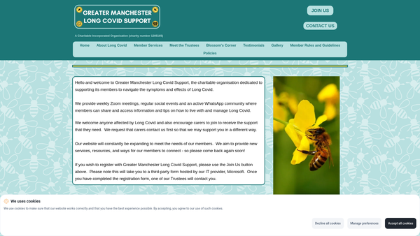 Screenshot of the Greater Manchester Long Covid Support website