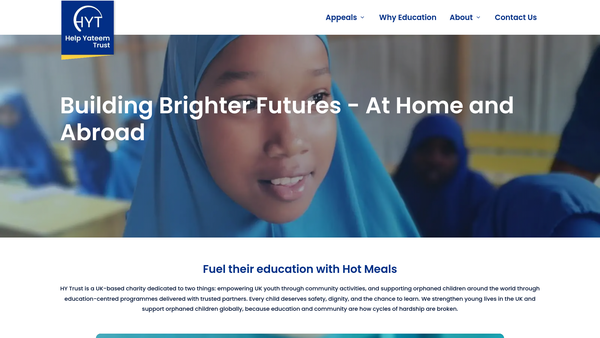 Screenshot of the Help Yateem Trust website