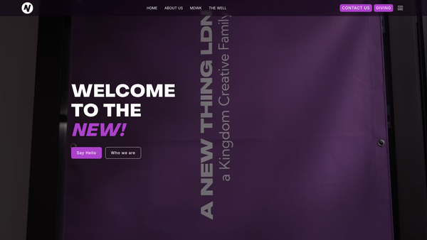 Screenshot of the A New Thing website