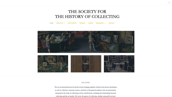 Screenshot of the The Society For The History Of Collecting website
