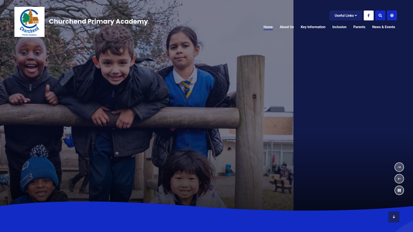 Screenshot of the Churchend Parents, Teacher And Friends Association website