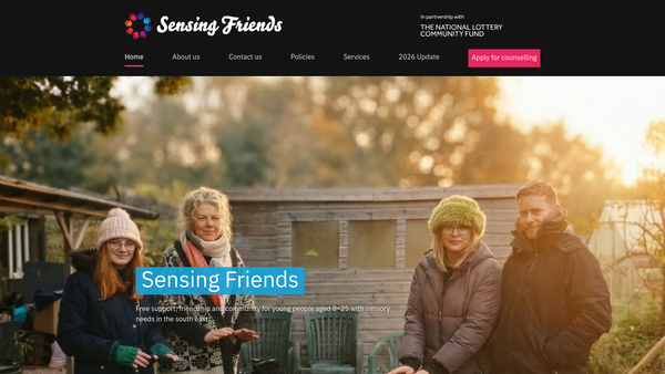 Screenshot of the Sensing Friends website